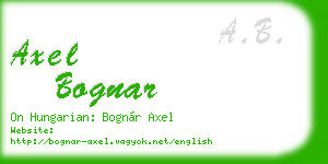 axel bognar business card